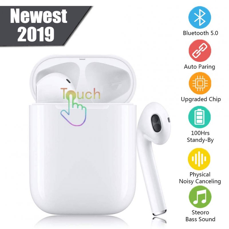 Wireless Earbuds Bluetooth Headphones in-Ear Headphones Noise Canceling 3D Stereo IPX5 Waterproof Sports Headset【Smart Touch Pop-ups Auto Pairing for iPhone Android Apple Airpods Earbud