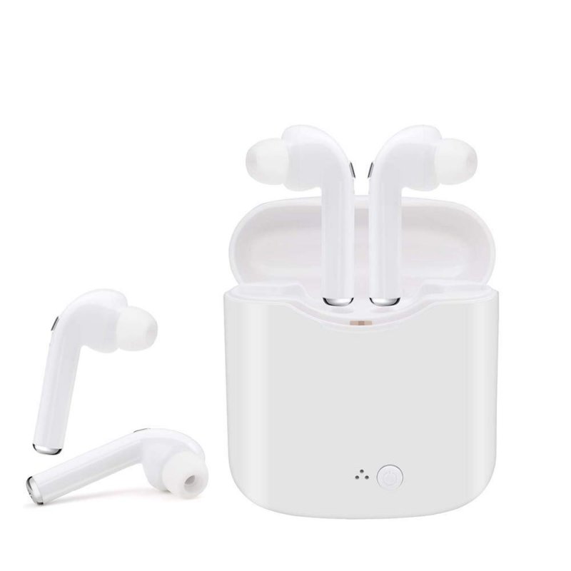 RUYIKING Wireless Earbuds Stereo Earphones Cordless Sport Headphones in-Ear Noise Canceling Earphones Built-in-Mic&Charging Case for Smart Phones (White 02)
