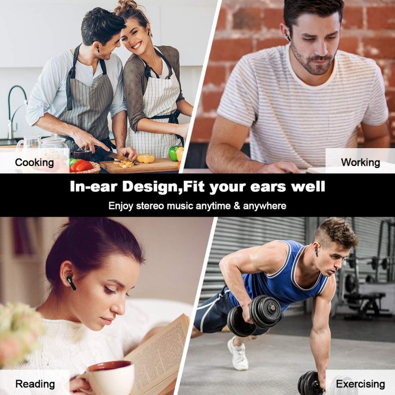 Wireless Earbuds,Bluetooth Earbuds Wireless Earphones Stereo Wireless Earbuds with Microphone/Charging Case Bluetooth in Ear Earphones Sports Earpieces Compatible iOS Samsung Android Phones(Black)