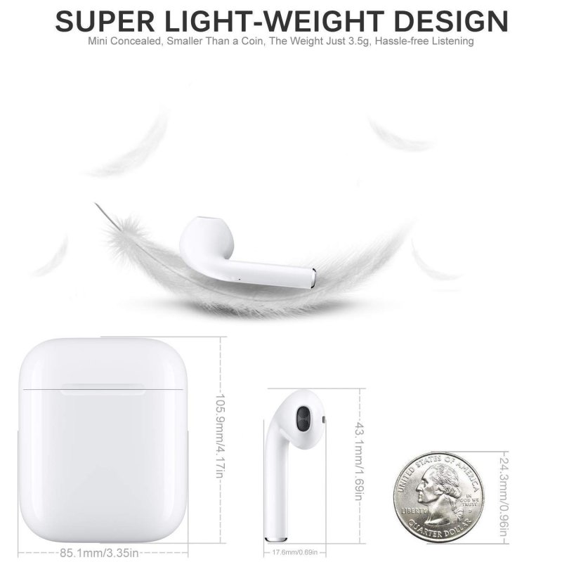 Wireless Earbuds Bluetooth 5.0 Headsets Bluetooth Headphones 3D Stereo IPX5 Waterproof Pop-ups Auto Pairing Fast Charging for Apple of airpods and Airpod Sports Earphone Apple Wireless Earbuds 