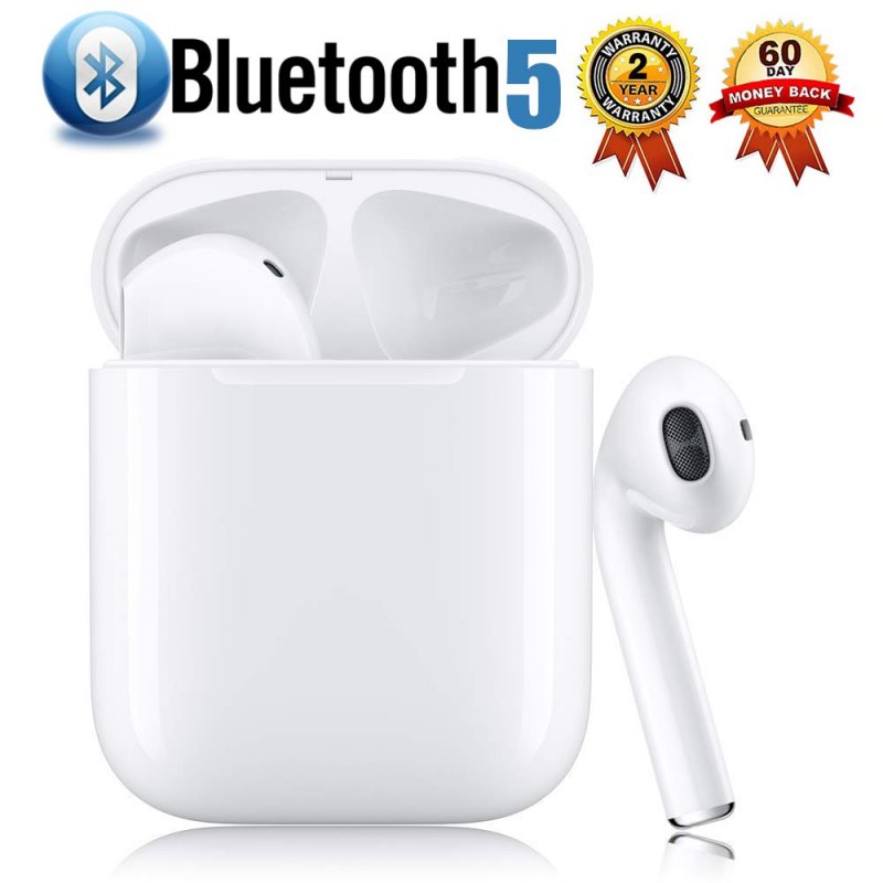 White Wireless Earbuds Bluetooth Earbud Bluetooth Headphones【24Hrs Charging Case】 3D Stereo IPX5 Waterproof Pop-ups Auto Pairing Fast Charging for Earphones Samsung Apple Airpods 