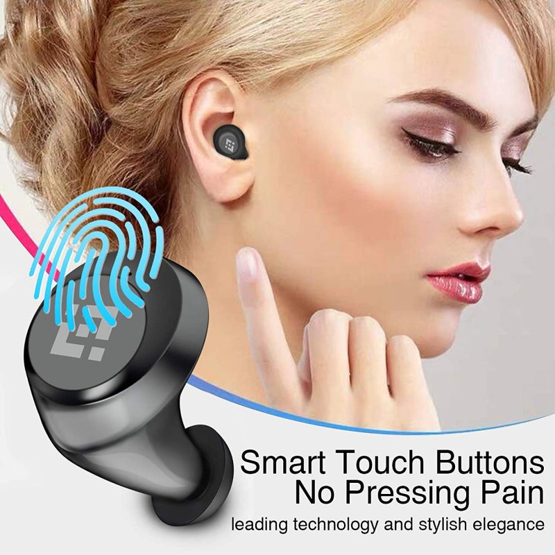 Wireless Earbuds 【Upgraded Graphene 3D Stereo Sound】 Bluetooth 5.0 with 28H Play Time Noise Cancelling HonShoop Bluetooth Headphones Built-in Mic（W1 ）