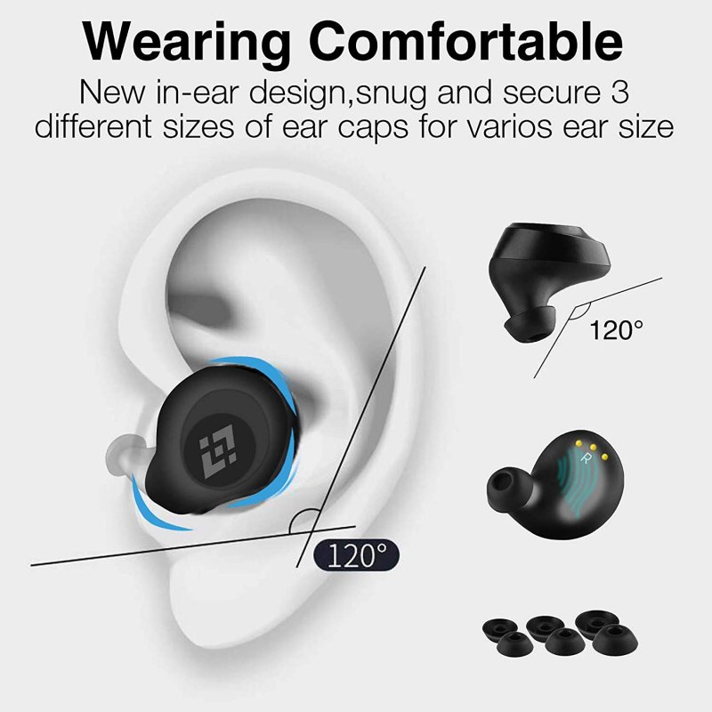 Wireless Earbuds 【Upgraded Graphene 3D Stereo Sound】 Bluetooth 5.0 with 28H Play Time Noise Cancelling HonShoop Bluetooth Headphones Built-in Mic（W1 ）