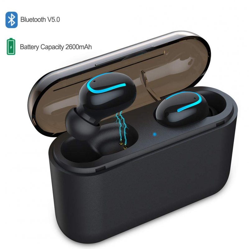 Wireless Earbuds, Bluetooth 5.0 Earphones True Wireless in-Ear Headphones TWS Noise-Canceling Bluetooth Headset 60H Playtime HD Hi-Fi Stereo Sound, Build-in Mic with 2600mAH Charging Case