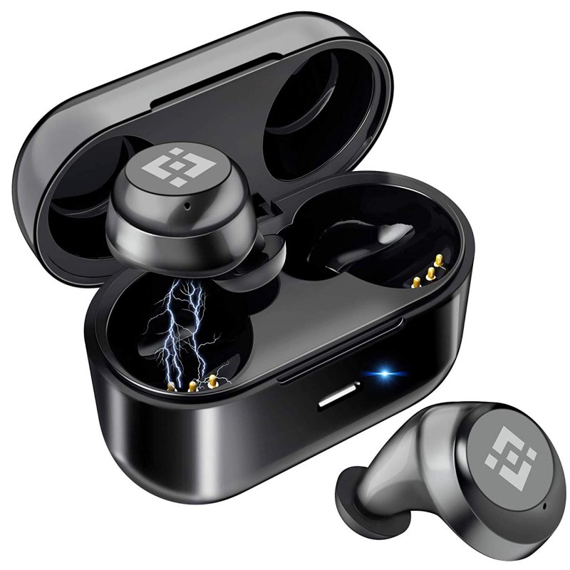 Wireless Earbuds 【Upgraded Graphene 3D Stereo Sound】 Bluetooth 5.0 with 28Hr Play Time Noise Cancelling HonShoop Lightweight Bluetooth Headphones Built-in Mic (Black)(Matte Black) (Matte Black)