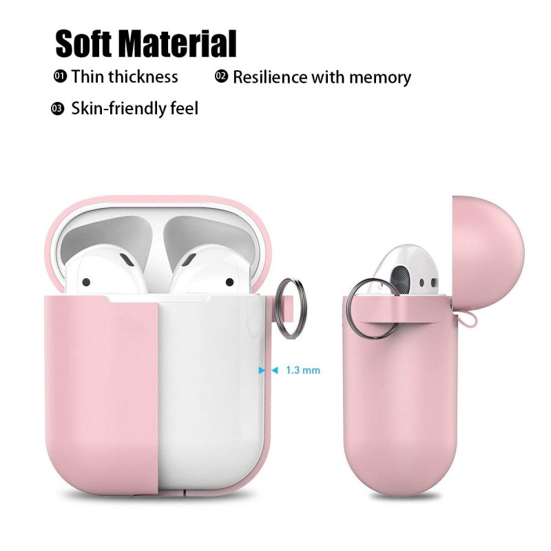 KHTONE AirPods Case, 12 in 1 Silicone AirPods Accessories Set Protective Cover, Compatible with Apple AirPods Charging Case,Watch Band Airpods Holder/Ear Hooks/Keychain//Carrying Box (Pink 12 in 1)