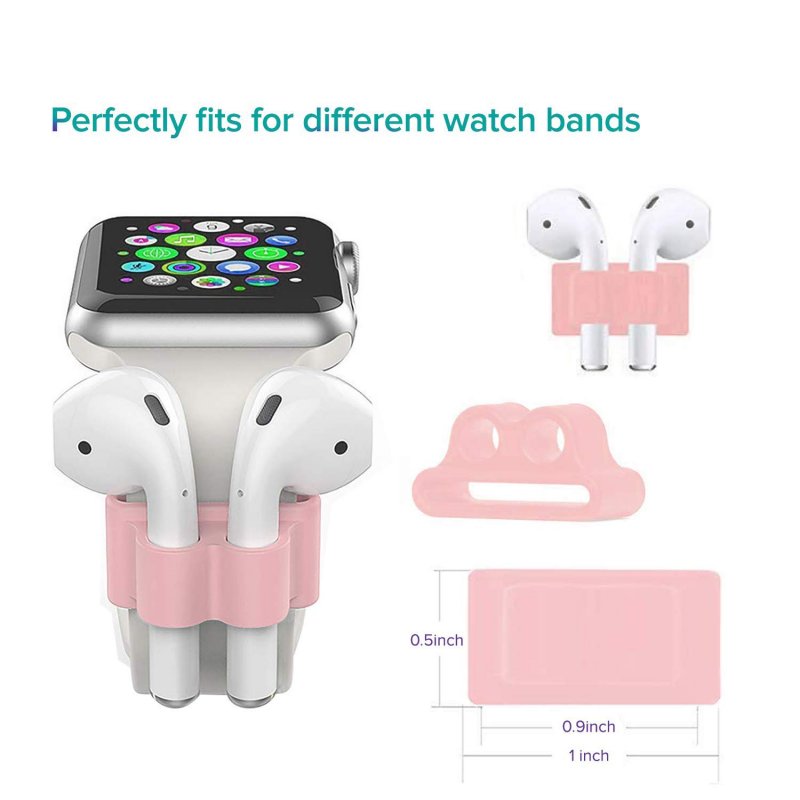 KHTONE AirPods Case, 12 in 1 Silicone AirPods Accessories Set Protective Cover, Compatible with Apple AirPods Charging Case,Watch Band Airpods Holder/Ear Hooks/Keychain//Carrying Box (Pink 12 in 1)