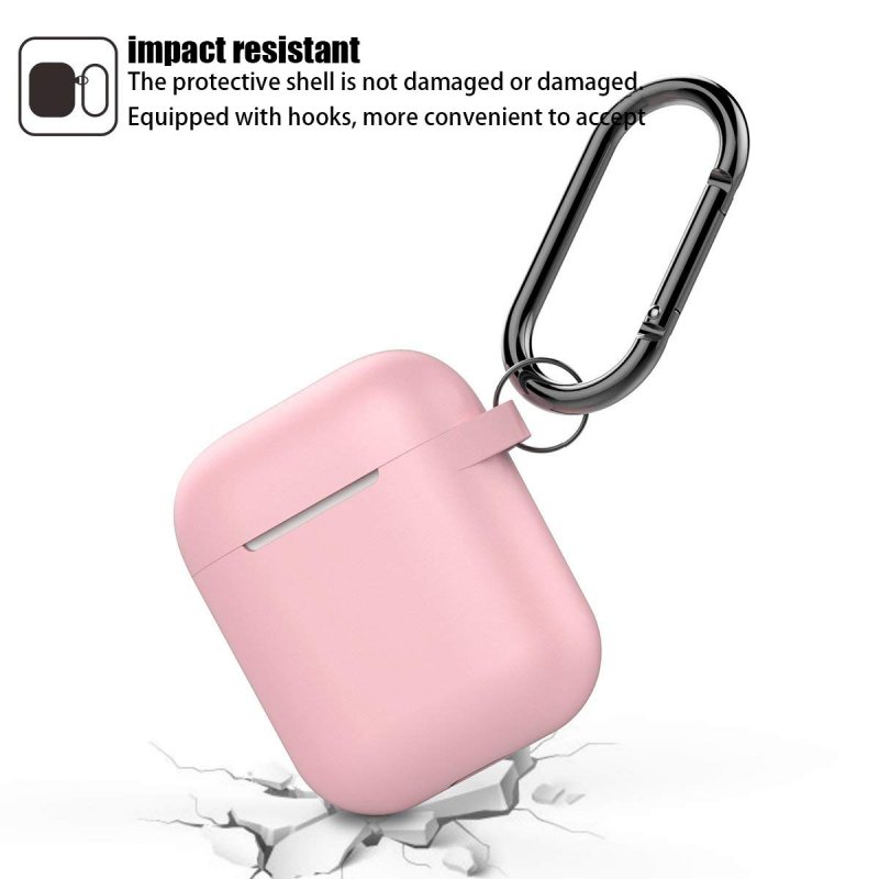 KHTONE AirPods Case, 12 in 1 Silicone AirPods Accessories Set Protective Cover, Compatible with Apple AirPods Charging Case,Watch Band Airpods Holder/Ear Hooks/Keychain//Carrying Box (Pink 12 in 1)