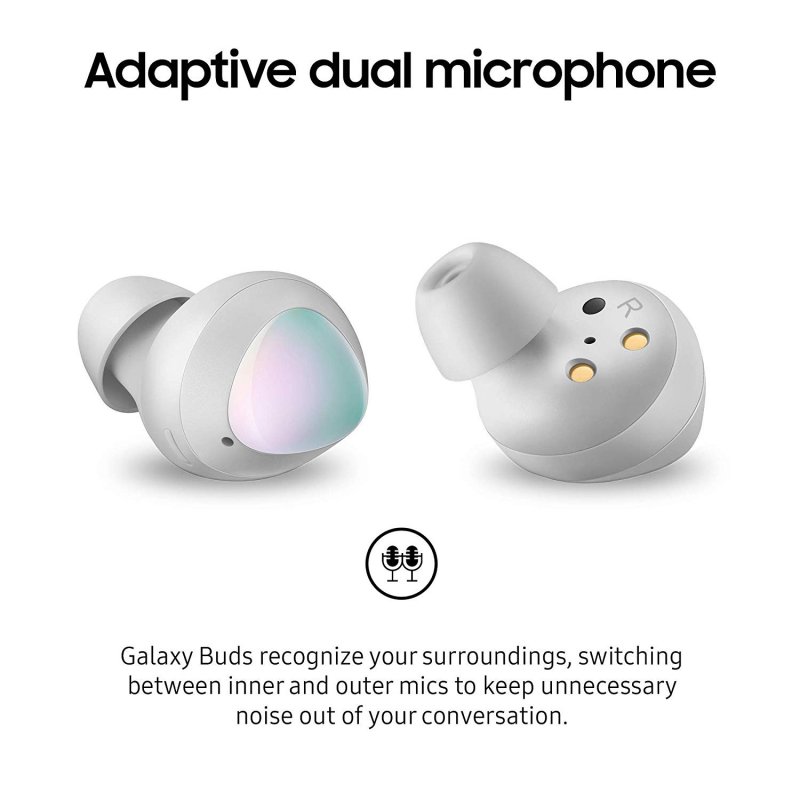 Samsung Galaxy Buds, Bluetooth True Wireless Earbuds (Wireless Charging Case Included), Silver - US Version with Warranty