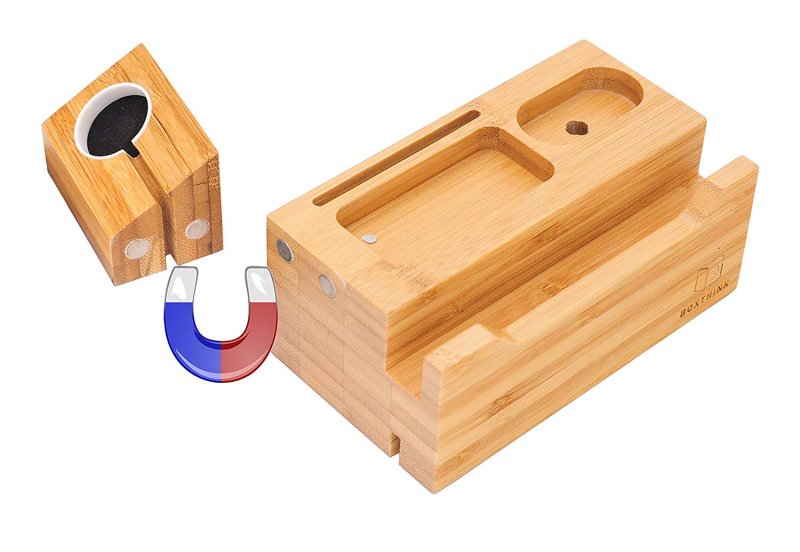 BoxThink Charging Station Apple Watch Airpods Charger Stand iphone Charging Dock Cable Management Wood Charging Station with 3 USB Ports Compatible with AirPods/Apple Watch Series3/2/1/iPhone