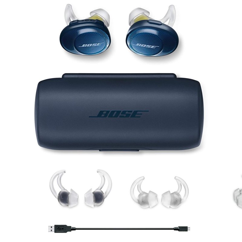 Bose SoundSport Free, True Wireless Sport Headphones, (Sweatproof Bluetooth Headphones for Workouts), Midnight Blue with Citron