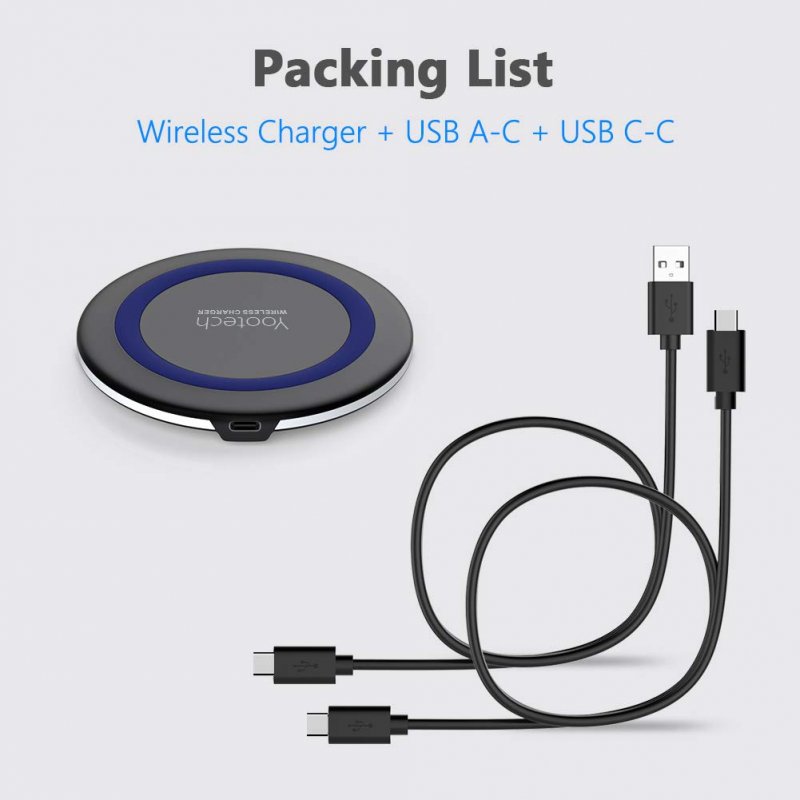 Yootech Wireless Charger Qi-Certified 10W Max Fast Wireless Charging Compatible with iPhone 11/11 Pro/11 Pro Max/XS MAX/XR/XS/8Plus, Galaxy Note 10/Note 10 Plus/S10/S10 Plus/S10E(No AC Adapter)