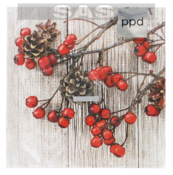 Անձեռոցիկ «ppd Always Creative Red Berries on Wood»