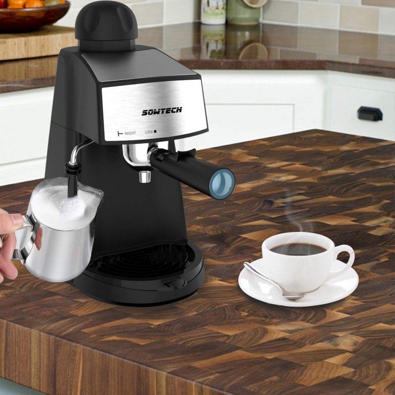Espresso Machine 3.5 Bar 4 Cup Espresso Maker Cappuccino Machine with Steam Milk Frother and Carafe