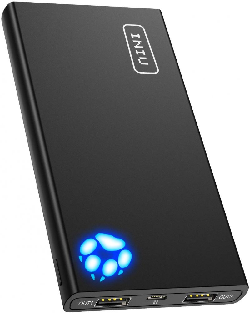 INIU Portable Charger, 10000mAh Power Bank, 4.8A High-Speed 2 USB Ports with Flashlight Battery Pack, Ultra Compact Phone Charger Compatible with Iphone XS X 8 7 6 Samsung Galaxy S9 Note 9 iPad Tablet
